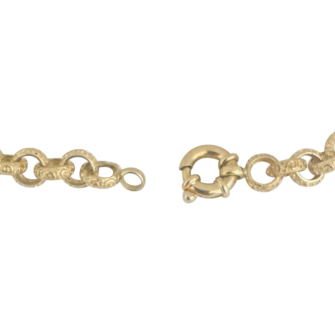 14k Yellow Gold 17.4g Solid Vintage Textured Rolo Link Bracelet 7"