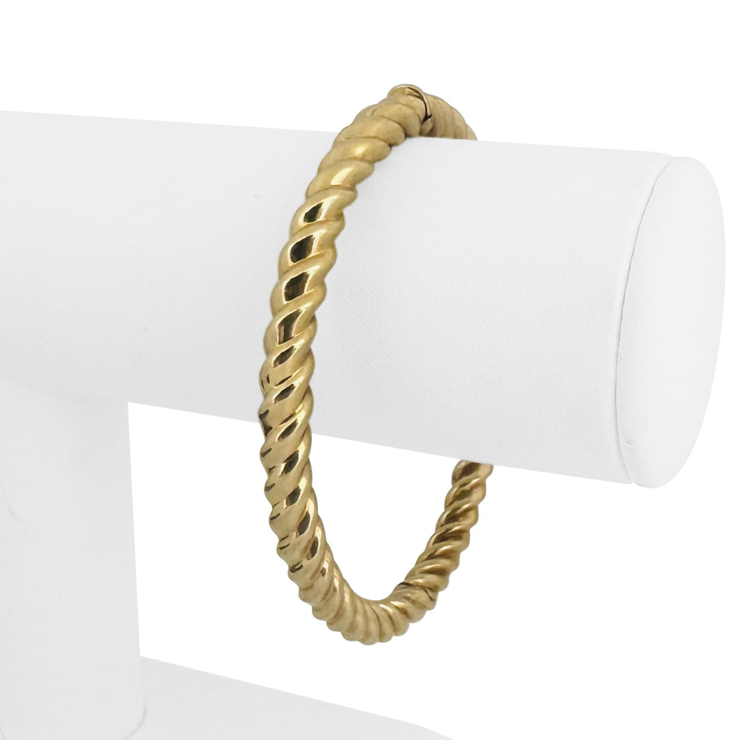 14k Yellow Gold 17.2g Solid Spiral Twisted Bangle Bracelet Italy 7.5"
