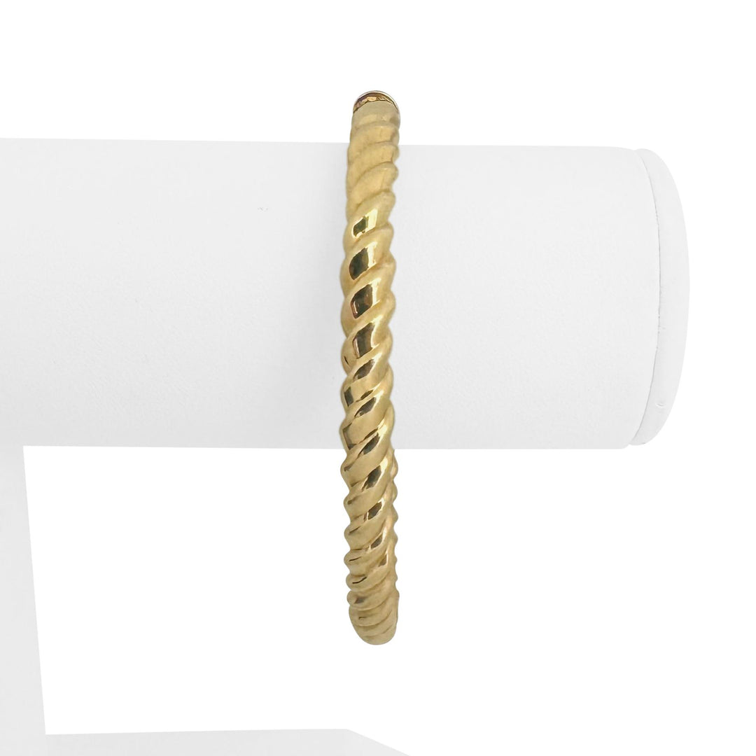 14k Yellow Gold 17.2g Solid Spiral Twisted Bangle Bracelet Italy 7.5"