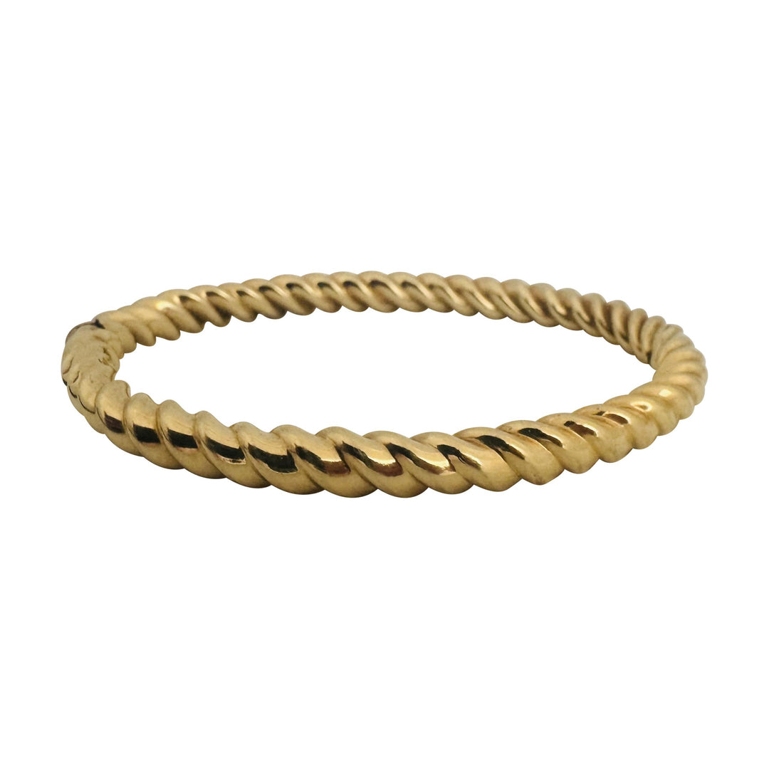 14k Yellow Gold 17.2g Solid Spiral Twisted Bangle Bracelet Italy 7.5"