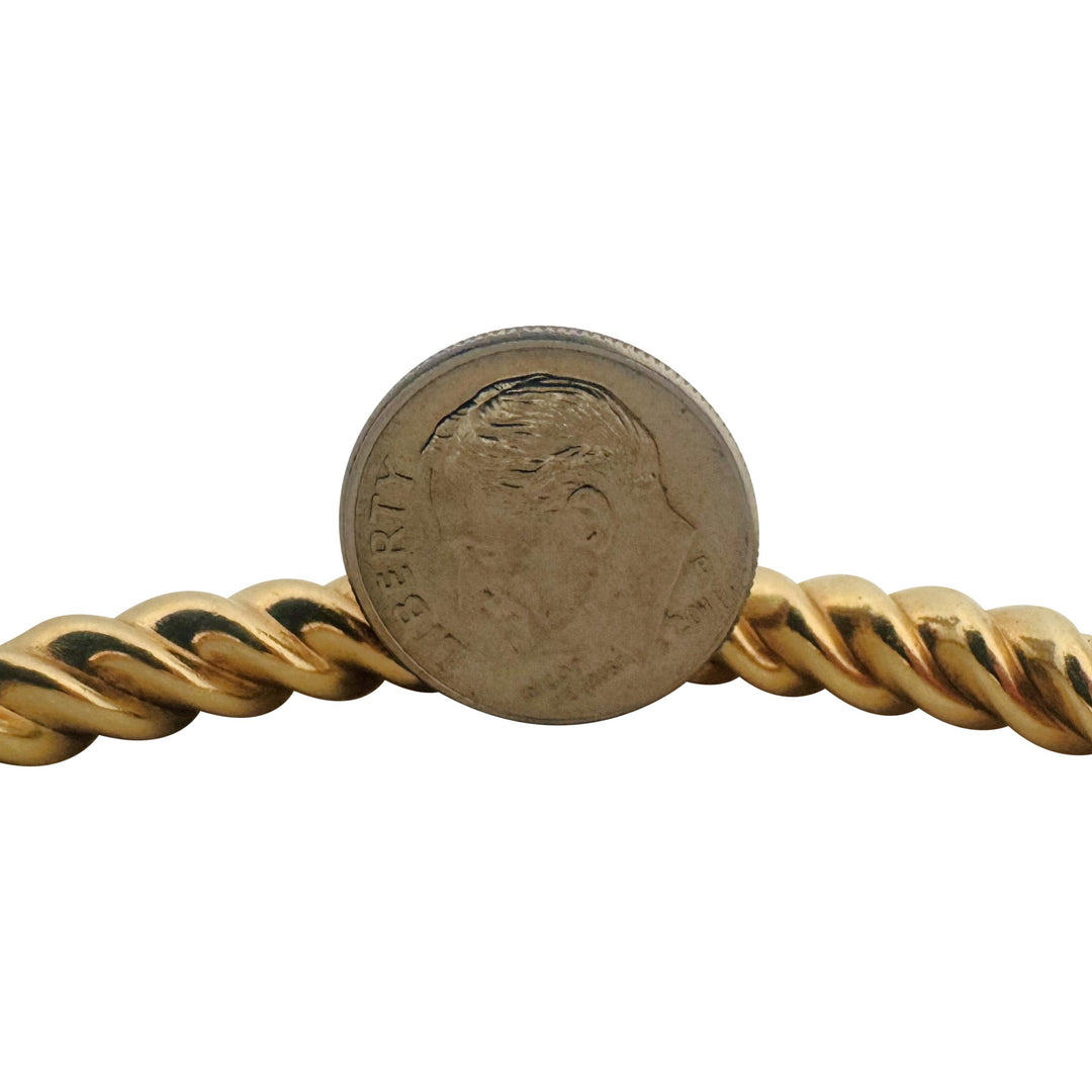 14k Yellow Gold 17.2g Solid Spiral Twisted Bangle Bracelet Italy 7.5"