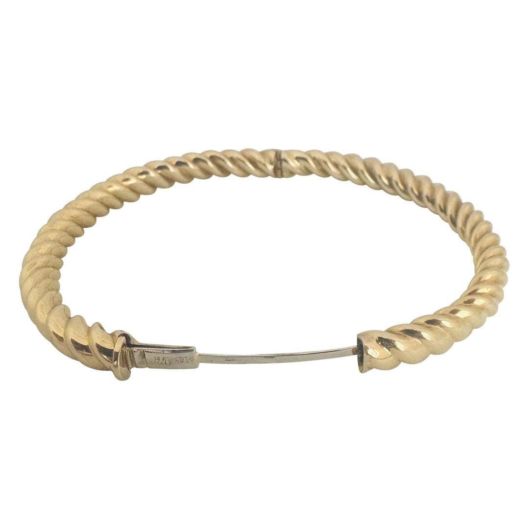 14k Yellow Gold 17.2g Solid Spiral Twisted Bangle Bracelet Italy 7.5"