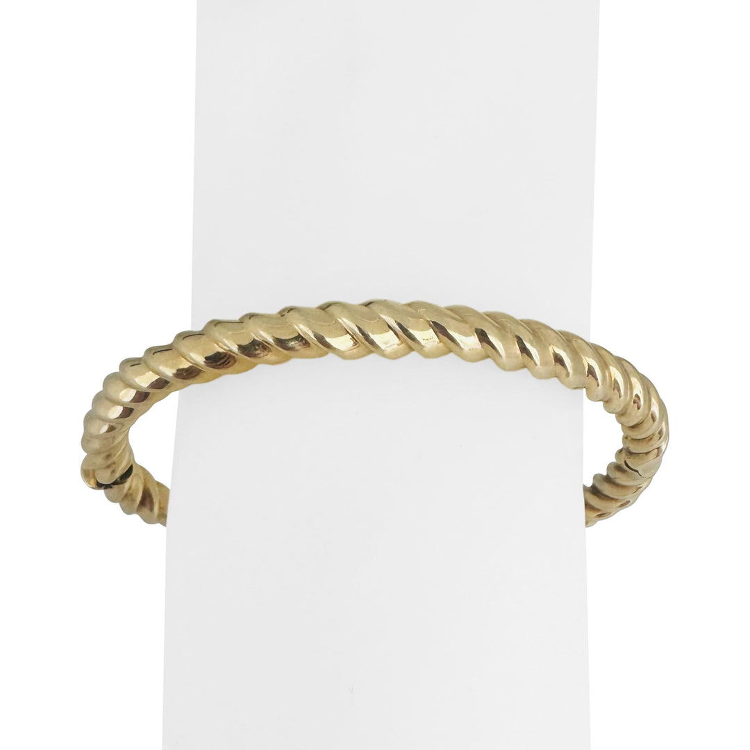 14k Yellow Gold 17.2g Solid Spiral Twisted Bangle Bracelet Italy 7.5"