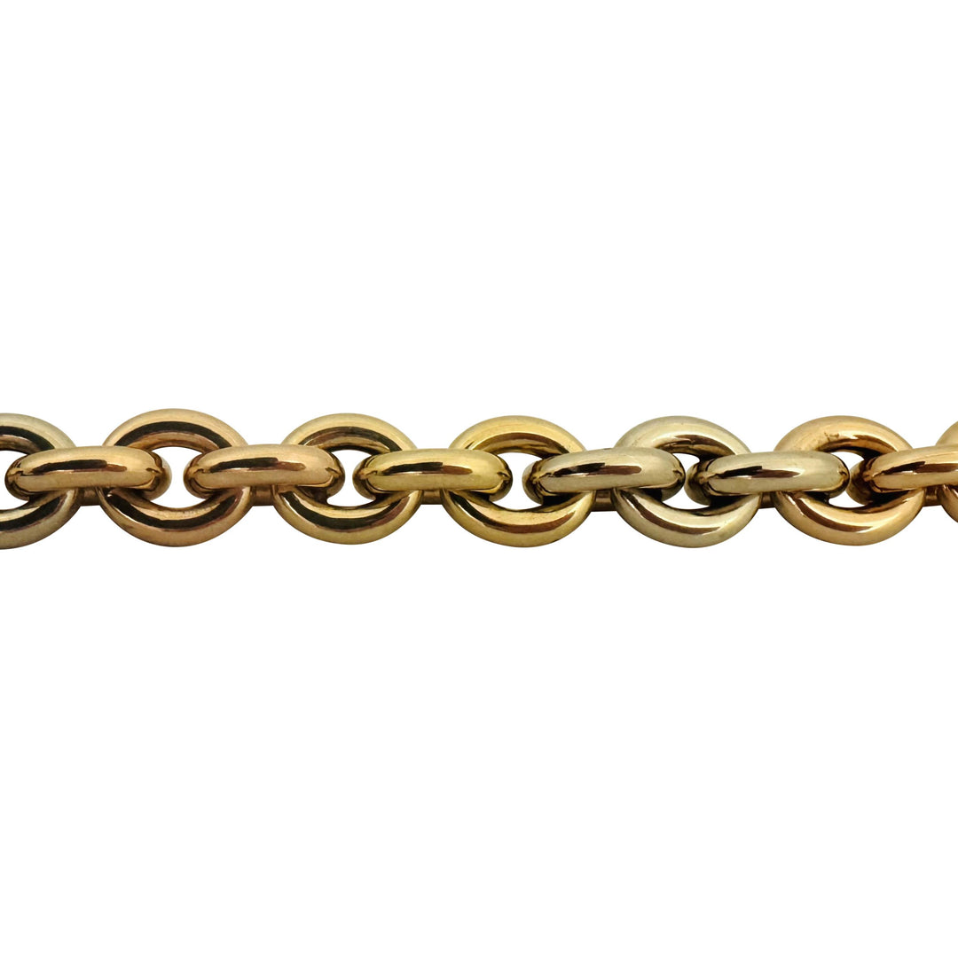 18k Yellow White and Rose Gold 26g Tri Tone Cable Link Bracelet 7.5"