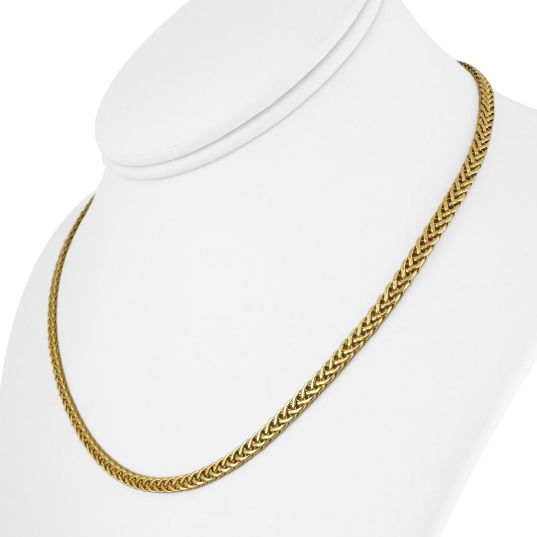 18k Yellow Gold 6.3g Ladies Flat Wheat Link Chain Necklace Italy 17"