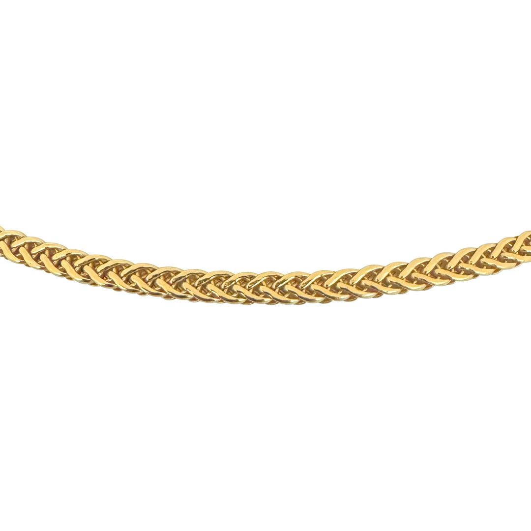 18k Yellow Gold 6.3g Ladies Flat Wheat Link Chain Necklace Italy 17"