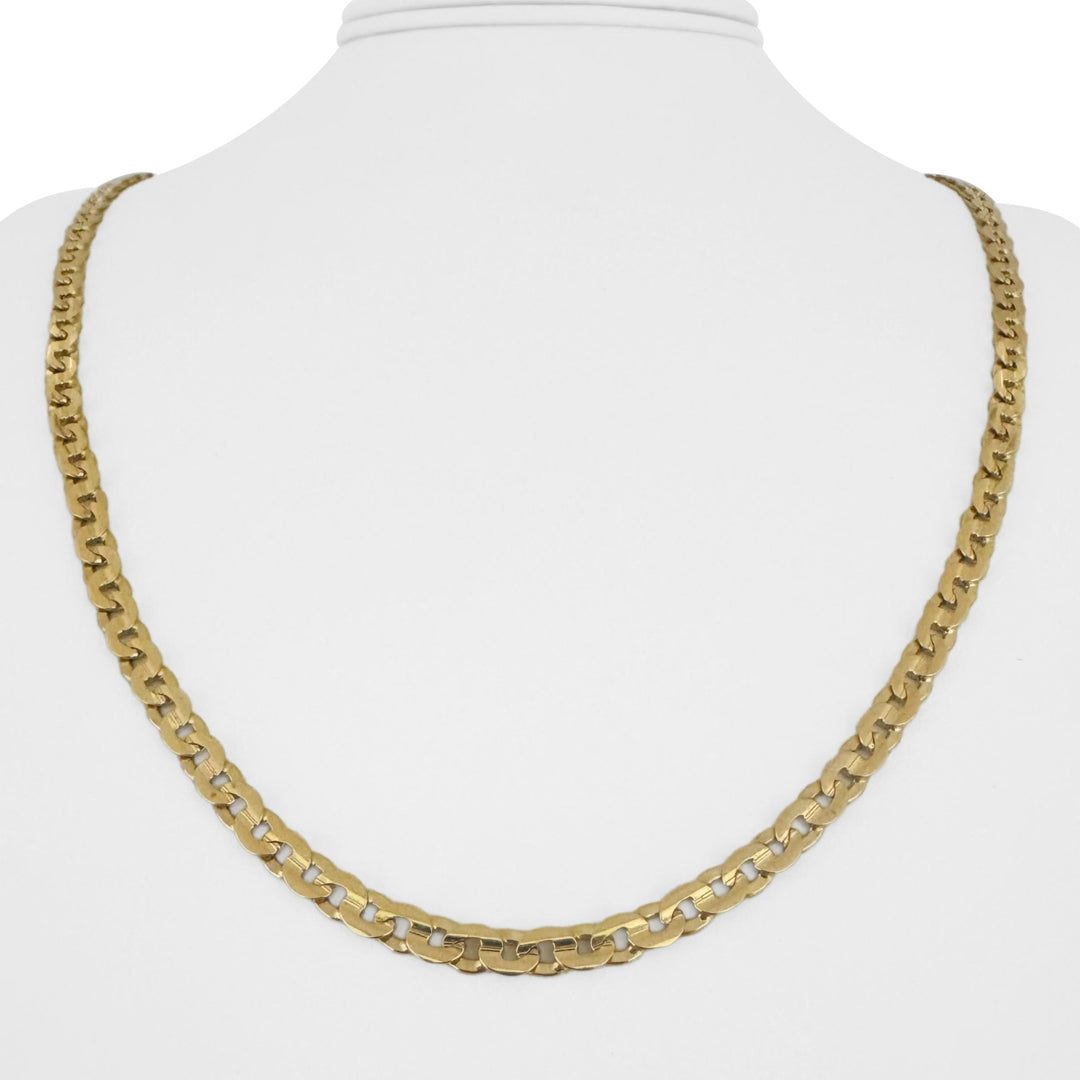 18k Yellow Gold 27g Solid Vintage Circle Curb Link Chain Necklace Italy 23"