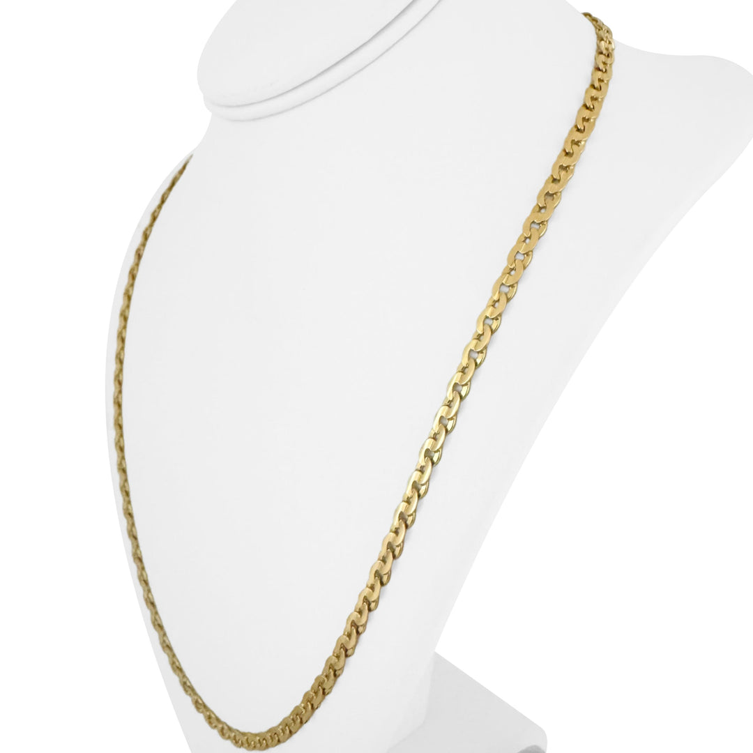 18k Yellow Gold 27g Solid Vintage Circle Curb Link Chain Necklace Italy 23"