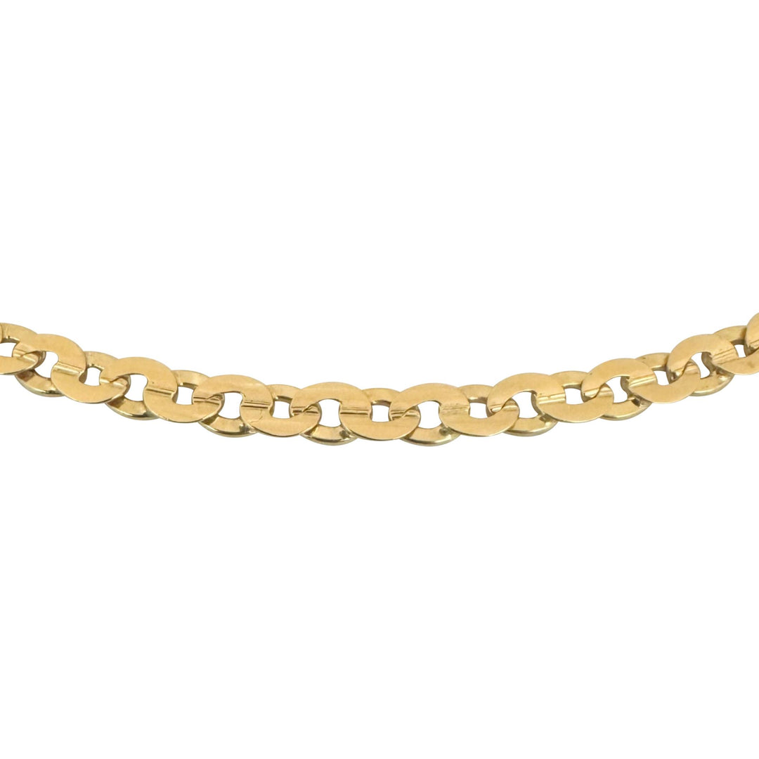 18k Yellow Gold 27g Solid Vintage Circle Curb Link Chain Necklace Italy 23"