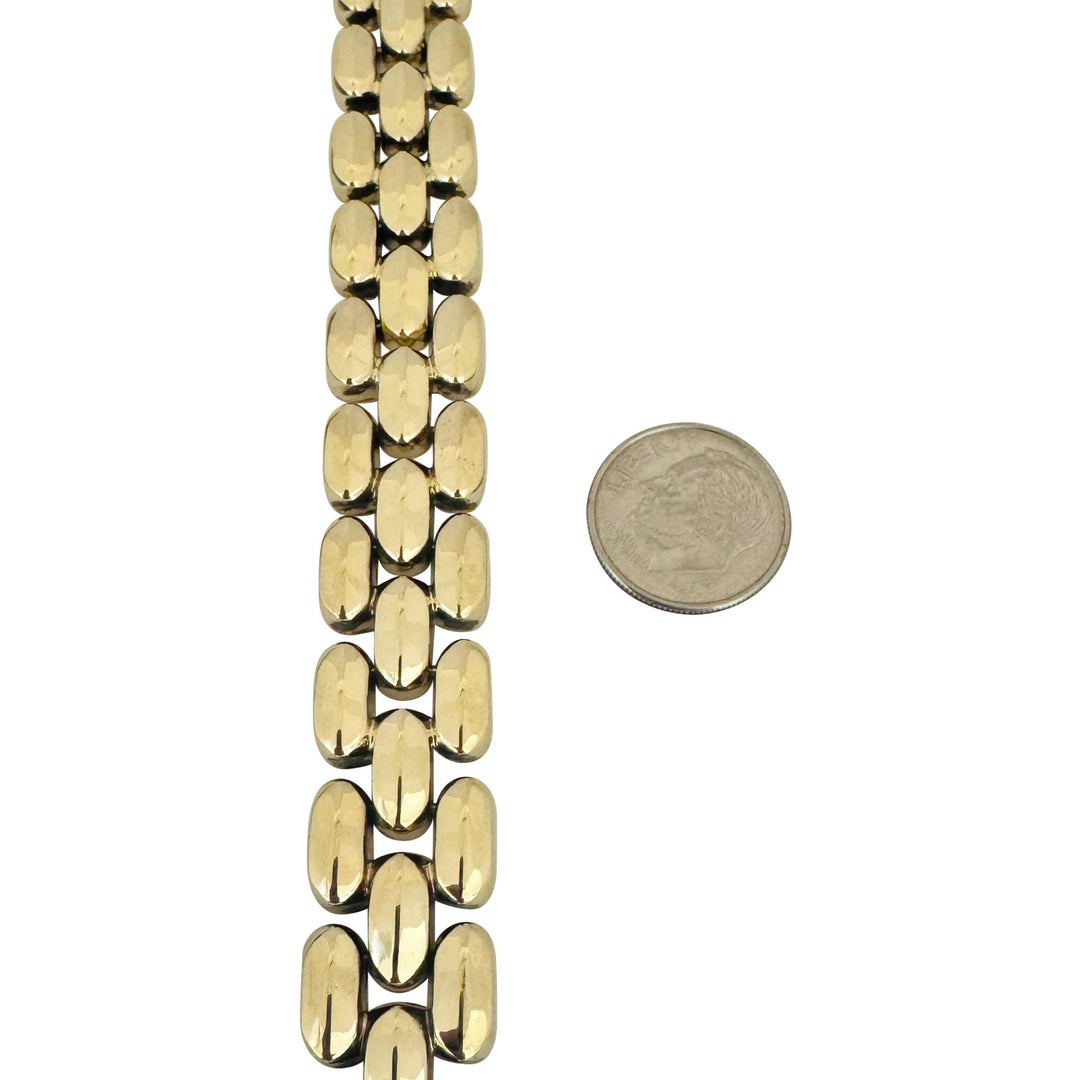 14k Yellow Gold 27.5g Ladies Thick 15mm Panther Link Bracelet 6.75"