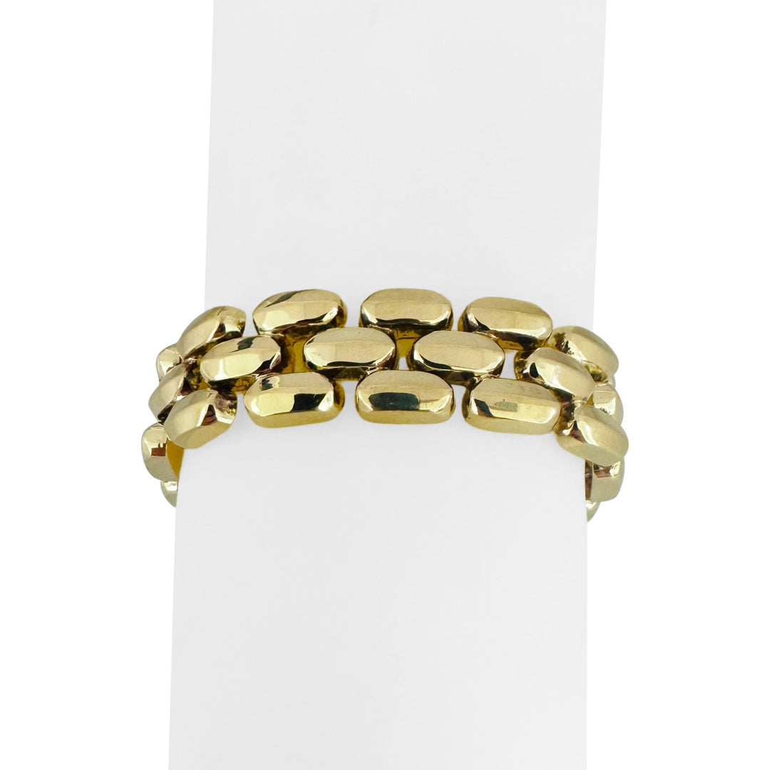 14k Yellow Gold 27.5g Ladies Thick 15mm Panther Link Bracelet 6.75"