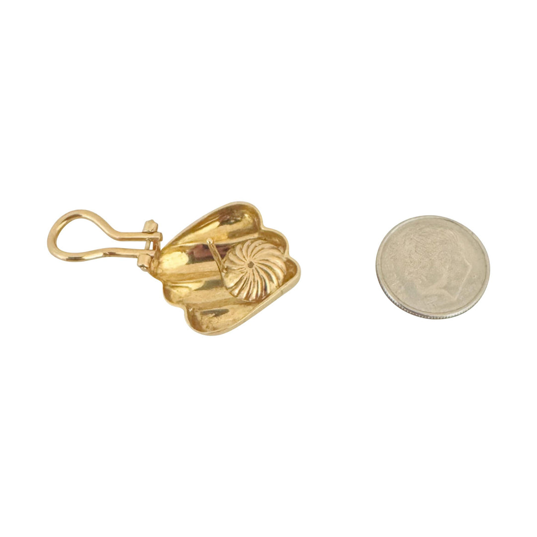 14k Yellow Gold 11g Solid Vintage Ribbed Square Stud Earrings Italy
