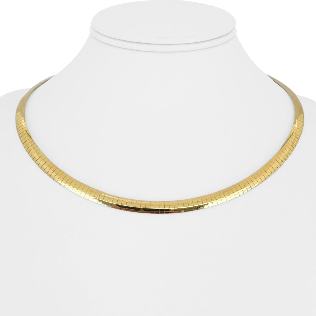 14k Yellow and White Gold 31.7g Reversible 5mm Omega Necklace Italy 18"