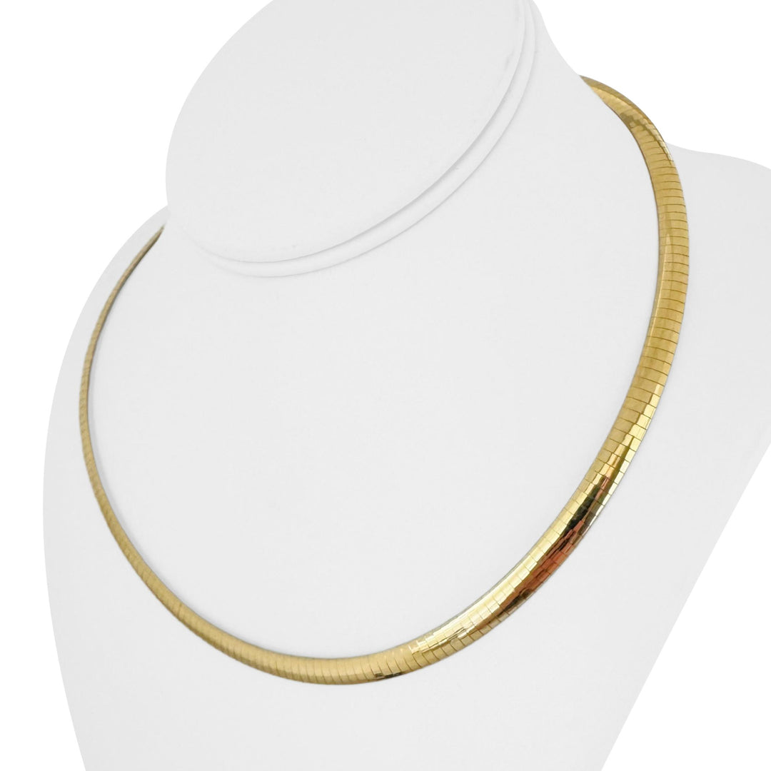 14k Yellow and White Gold 31.7g Reversible 5mm Omega Necklace Italy 18"