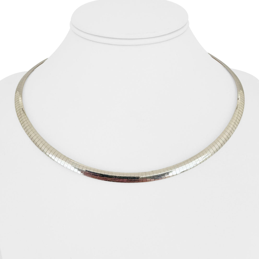 14k Yellow and White Gold 31.7g Reversible 5mm Omega Necklace Italy 18"