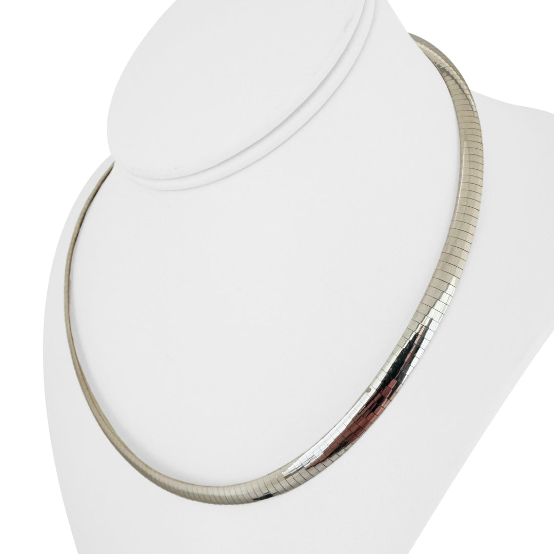 14k Yellow and White Gold 31.7g Reversible 5mm Omega Necklace Italy 18"