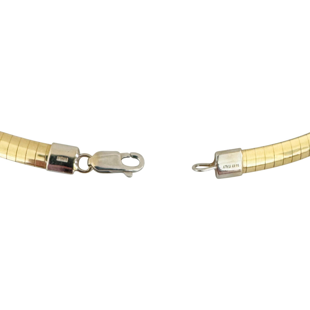 14k Yellow and White Gold 31.7g Reversible 5mm Omega Necklace Italy 18"