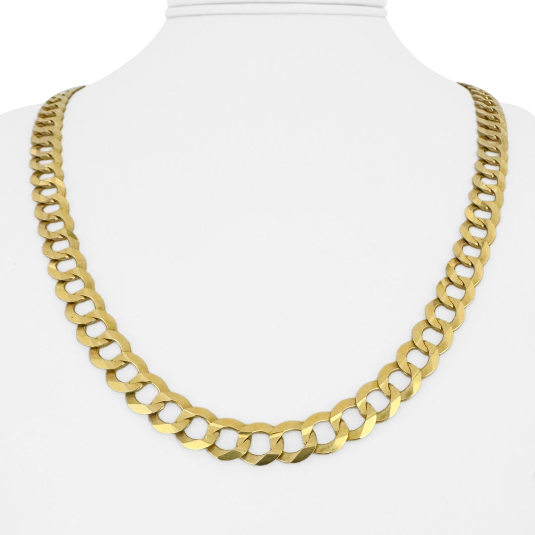 10k Yellow Gold 30.8g Solid Flat 8.5mm Curb Link Chain Necklace 22"