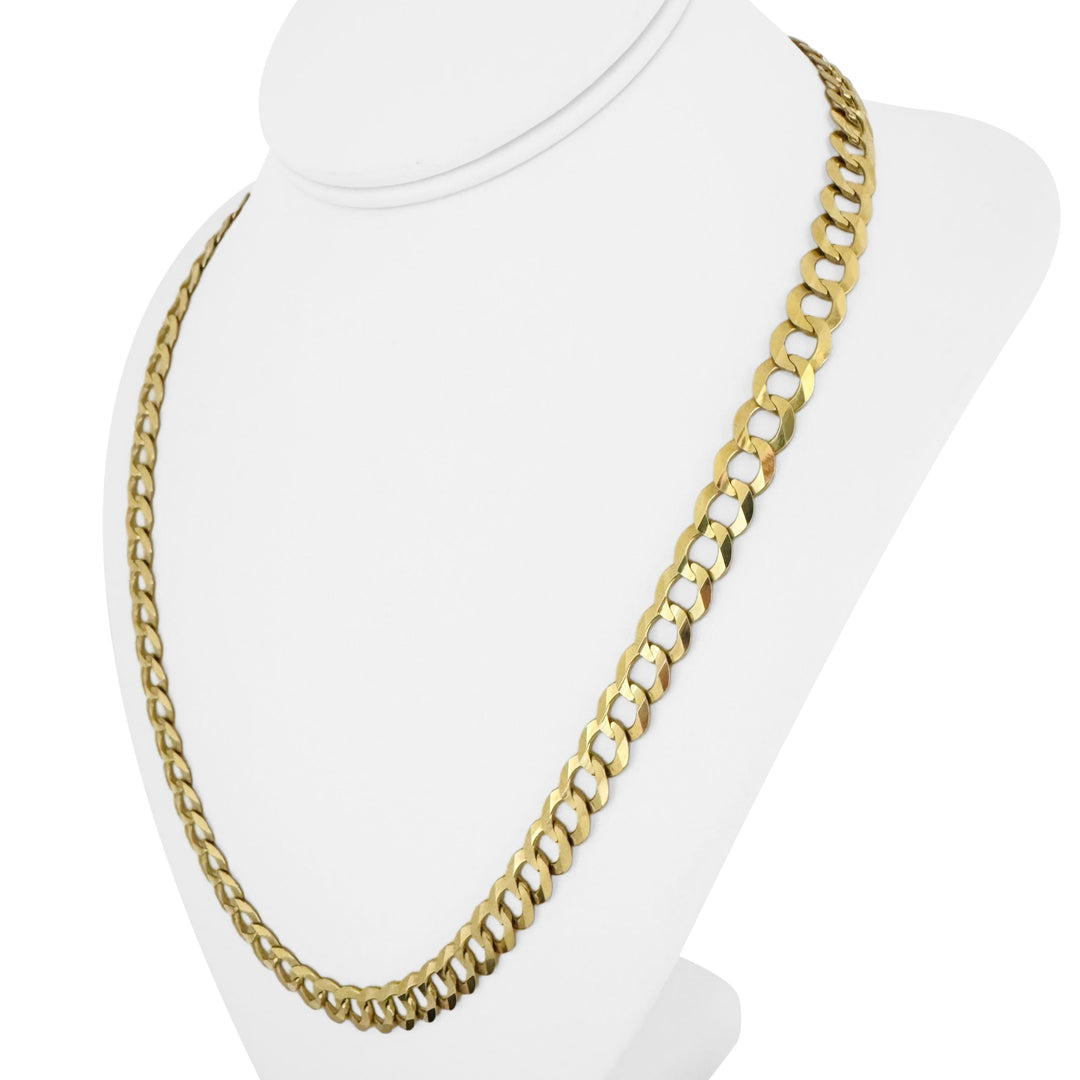 10k Yellow Gold 30.8g Solid Flat 8.5mm Curb Link Chain Necklace 22"