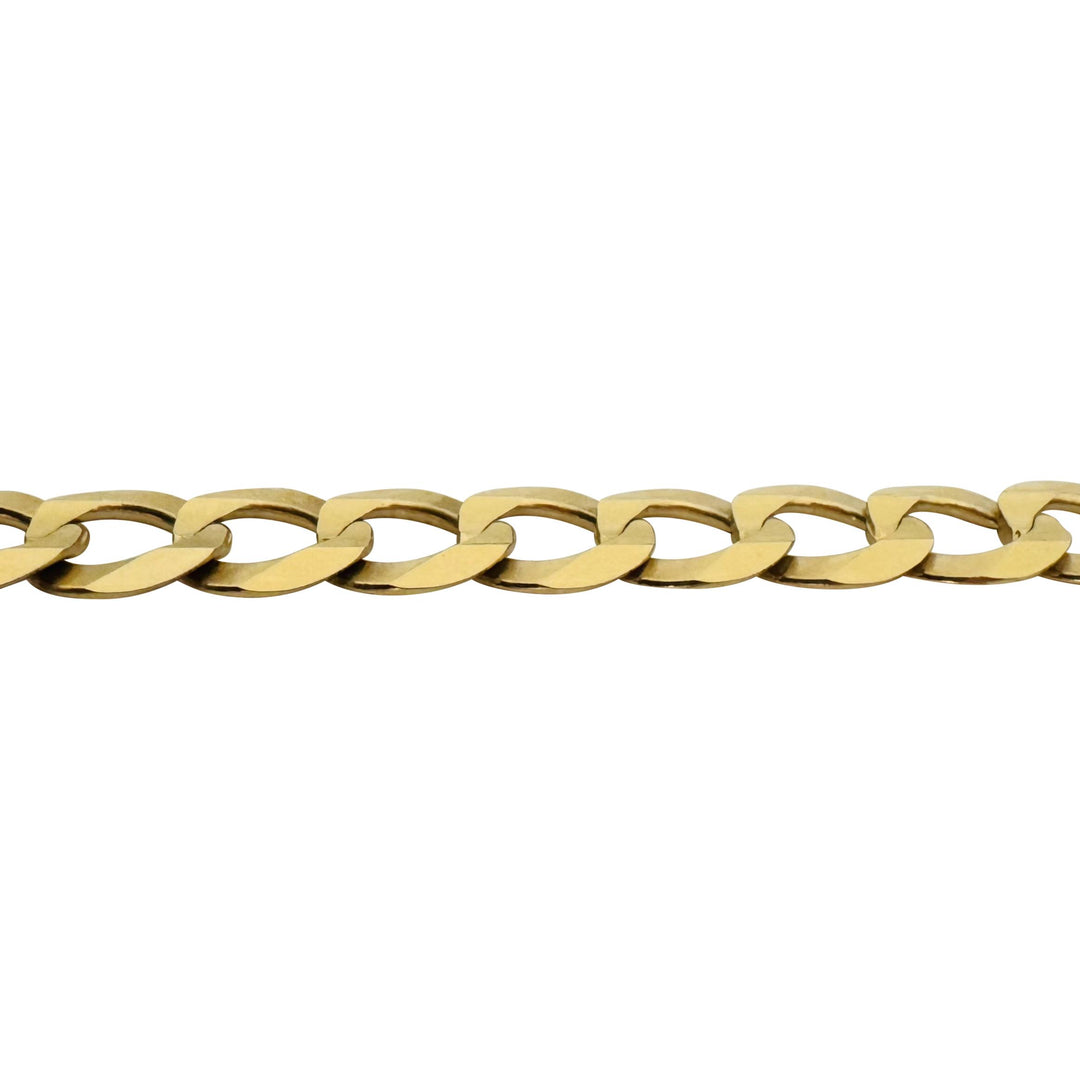 10k Yellow Gold 30.8g Solid Flat 8.5mm Curb Link Chain Necklace 22"