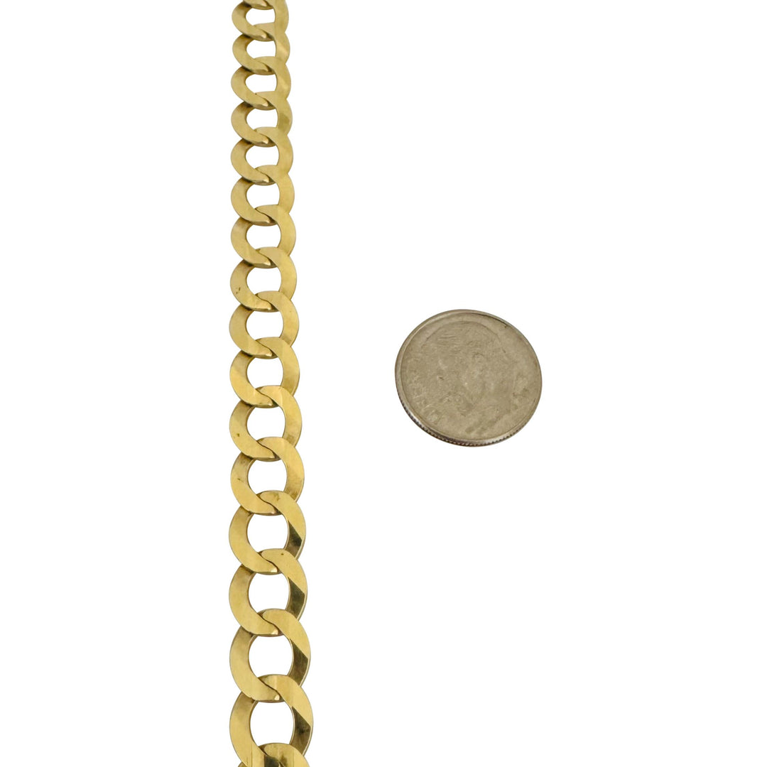 10k Yellow Gold 30.8g Solid Flat 8.5mm Curb Link Chain Necklace 22"
