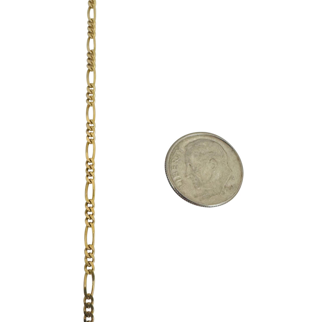 18k Yellow Gold 6.7g Solid Thin 2mm Figaro Link Chain Necklace Israel 24"