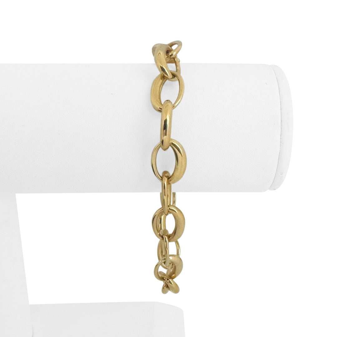 18k Yellow Gold 11.7g Ladies Polished 10mm Oval Cable Link Bracelet 7.5"