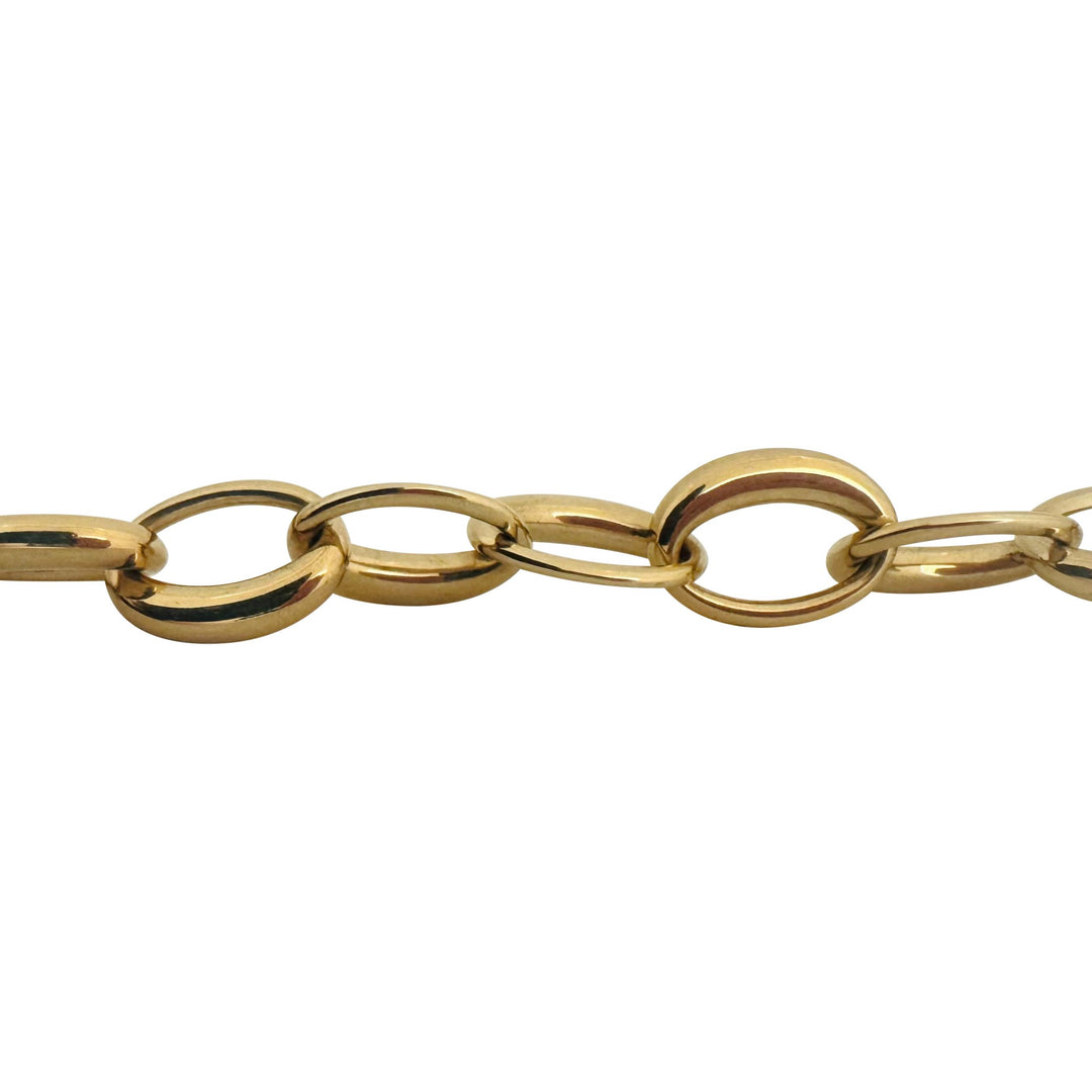 18k Yellow Gold 11.7g Ladies Polished 10mm Oval Cable Link Bracelet 7.5"