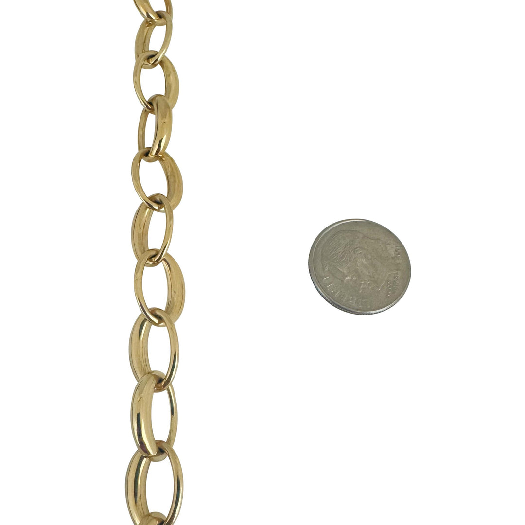 18k Yellow Gold 11.7g Ladies Polished 10mm Oval Cable Link Bracelet 7.5"