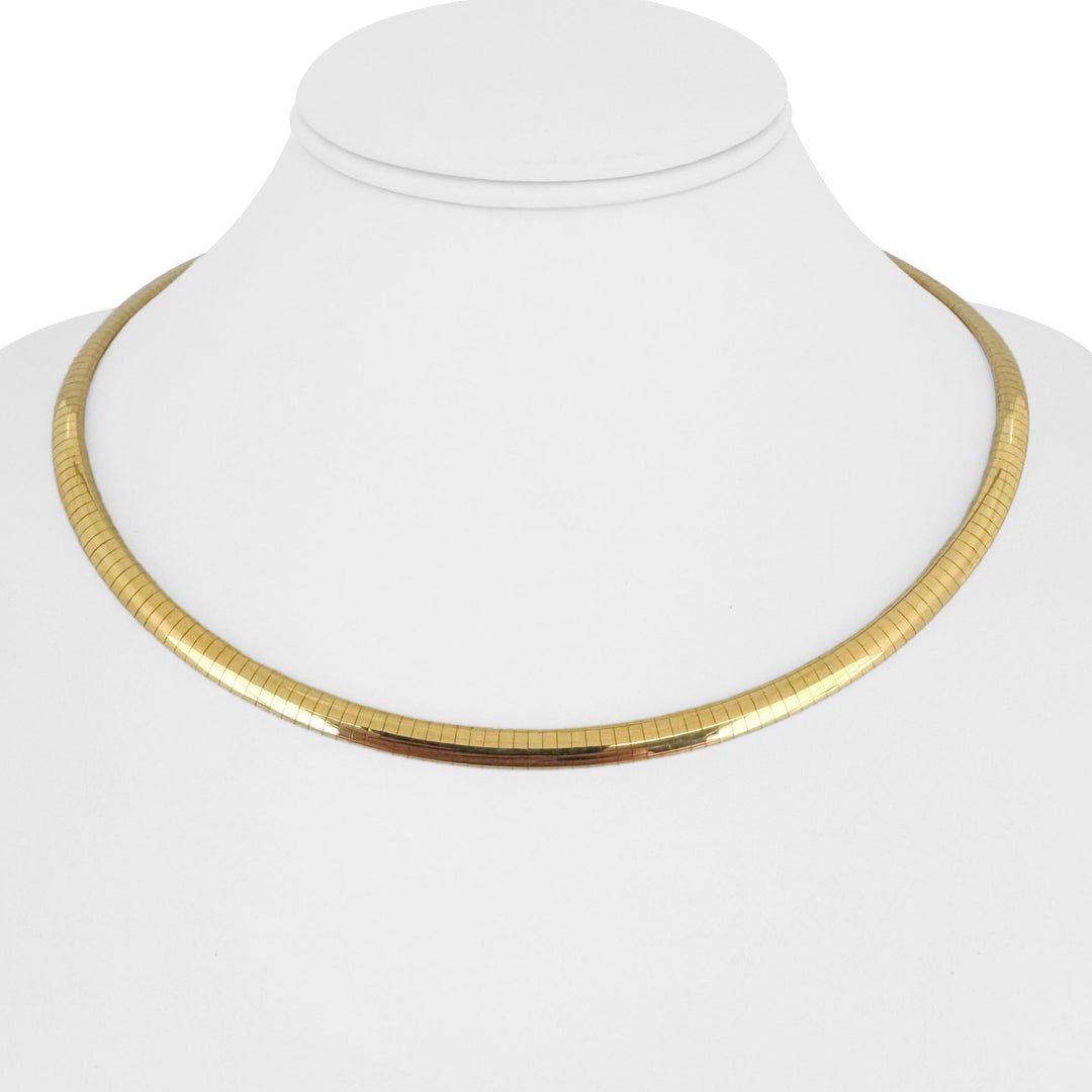 14k Yellow Gold 37.4g Solid Heavy 5mm Omega Link Necklace Italy 18"
