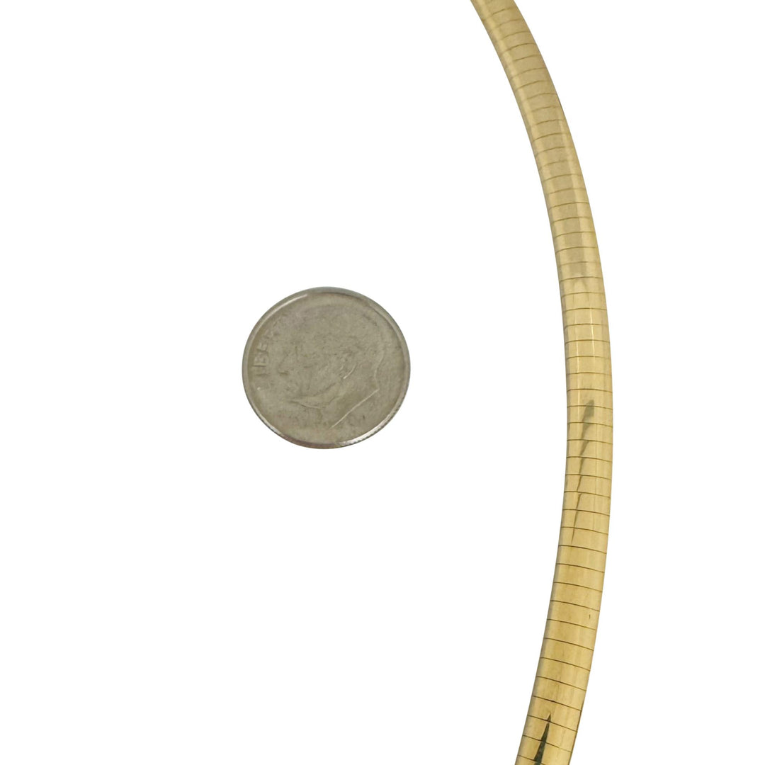 14k Yellow Gold 37.4g Solid Heavy 5mm Omega Link Necklace Italy 18"