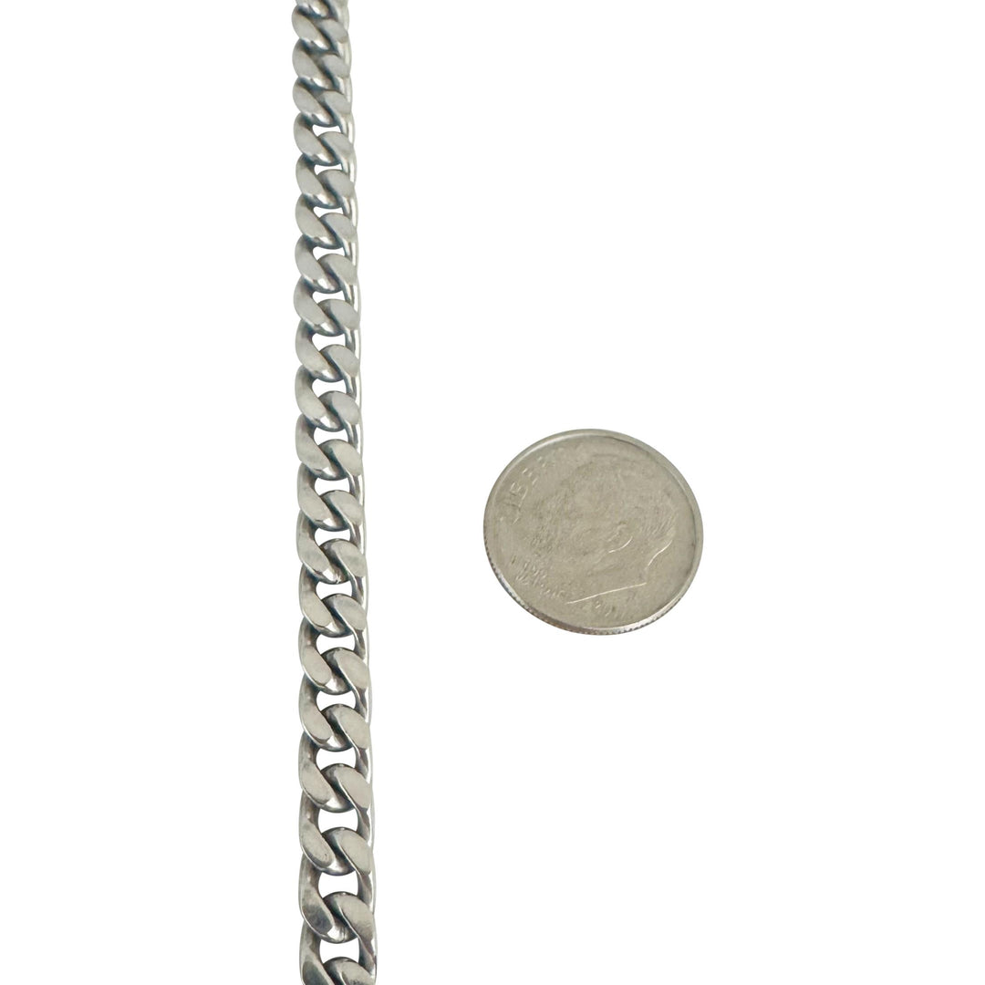 14k White Gold 20.3g Solid Polished 5.5mm Cuban Link Bracelet Italy 7.5"