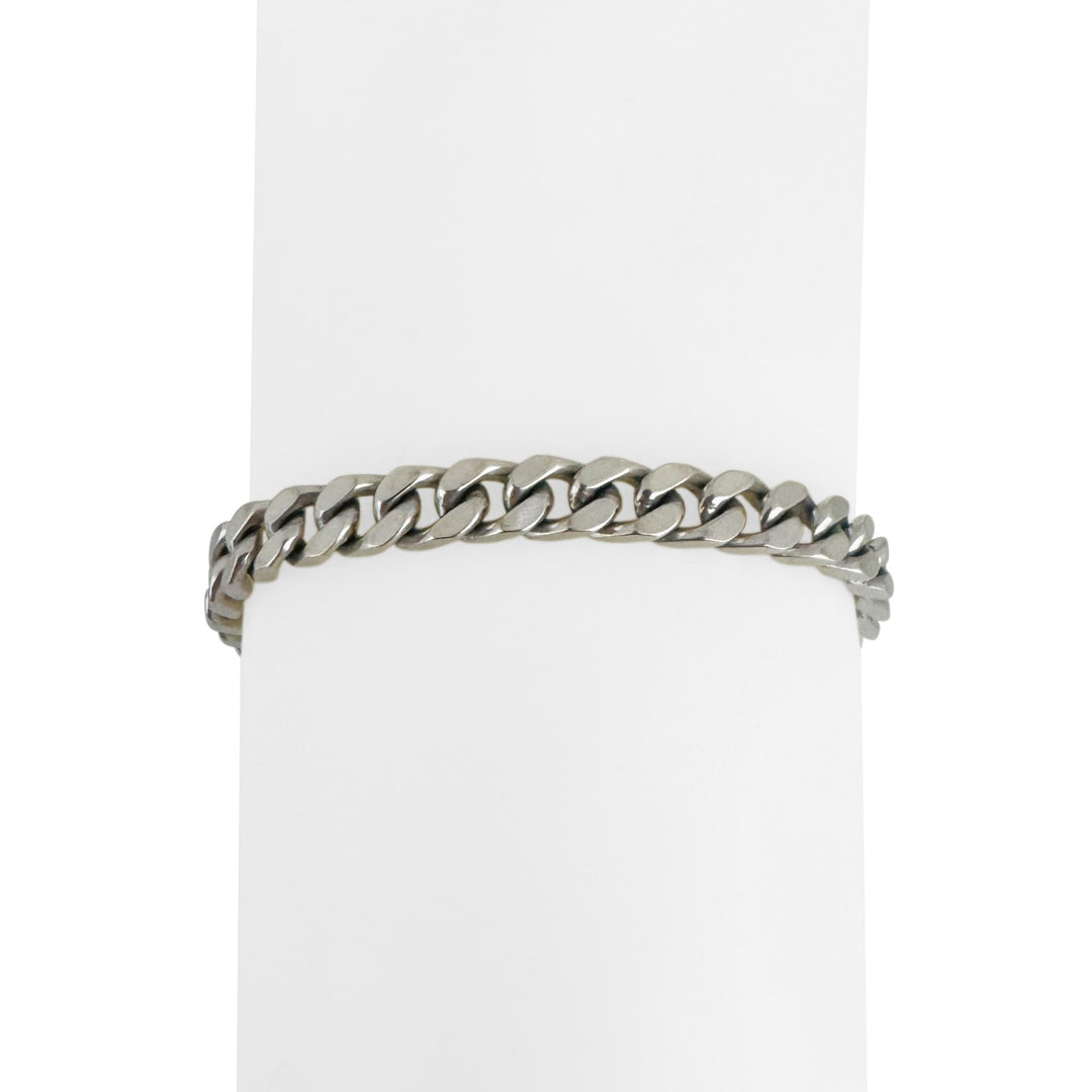 14k White Gold 20.3g Solid Polished 5.5mm Cuban Link Bracelet Italy 7.5"