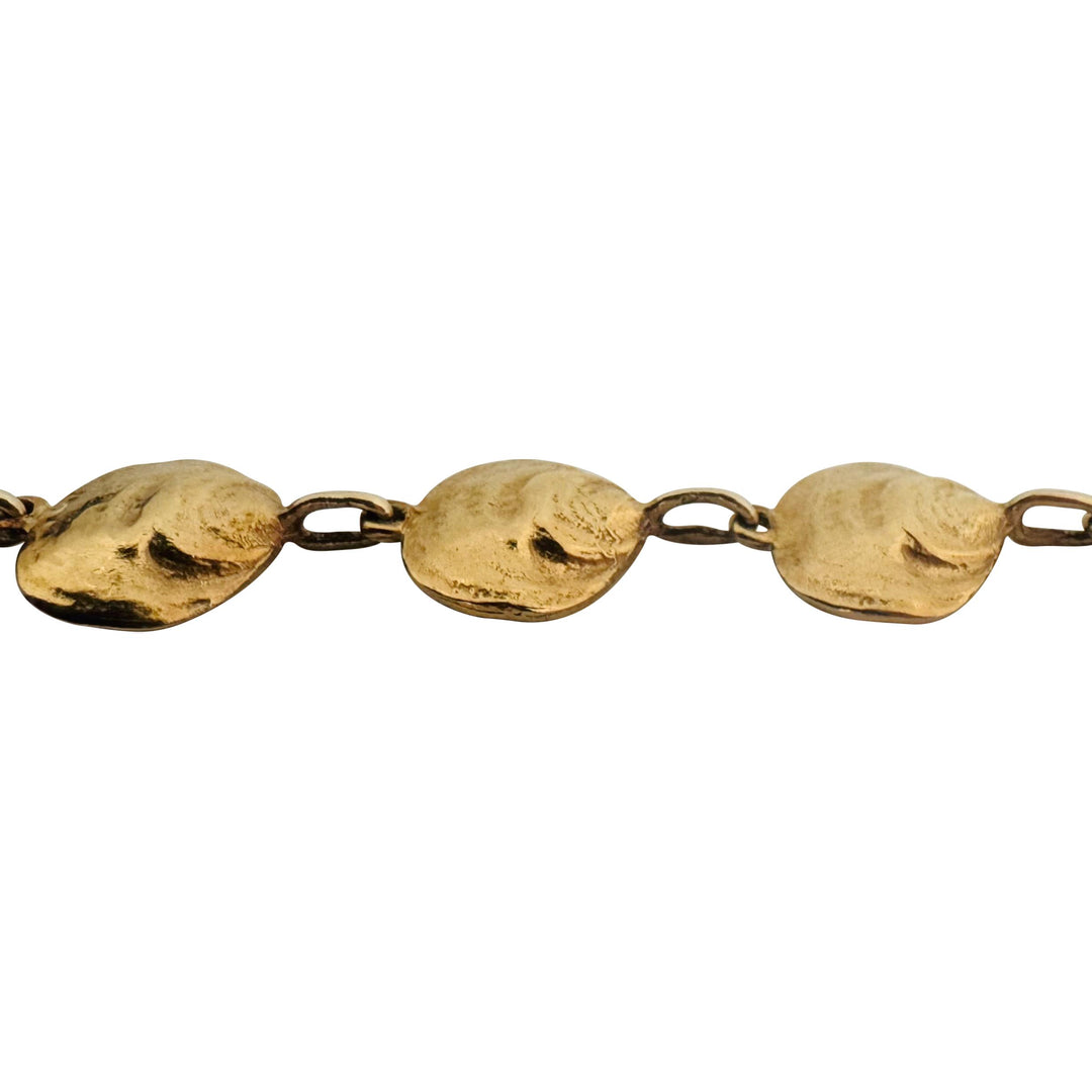 14k Yellow Gold 14.5g Solid Vintage 12mm Oyster Shell Link Bracelet 7.5"