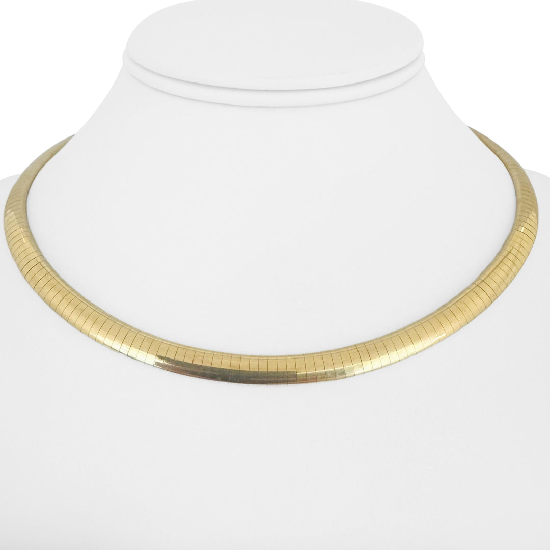 14k Yellow Gold 39.3g Solid Heavy 6mm Omega Link Necklace Italy 16"
