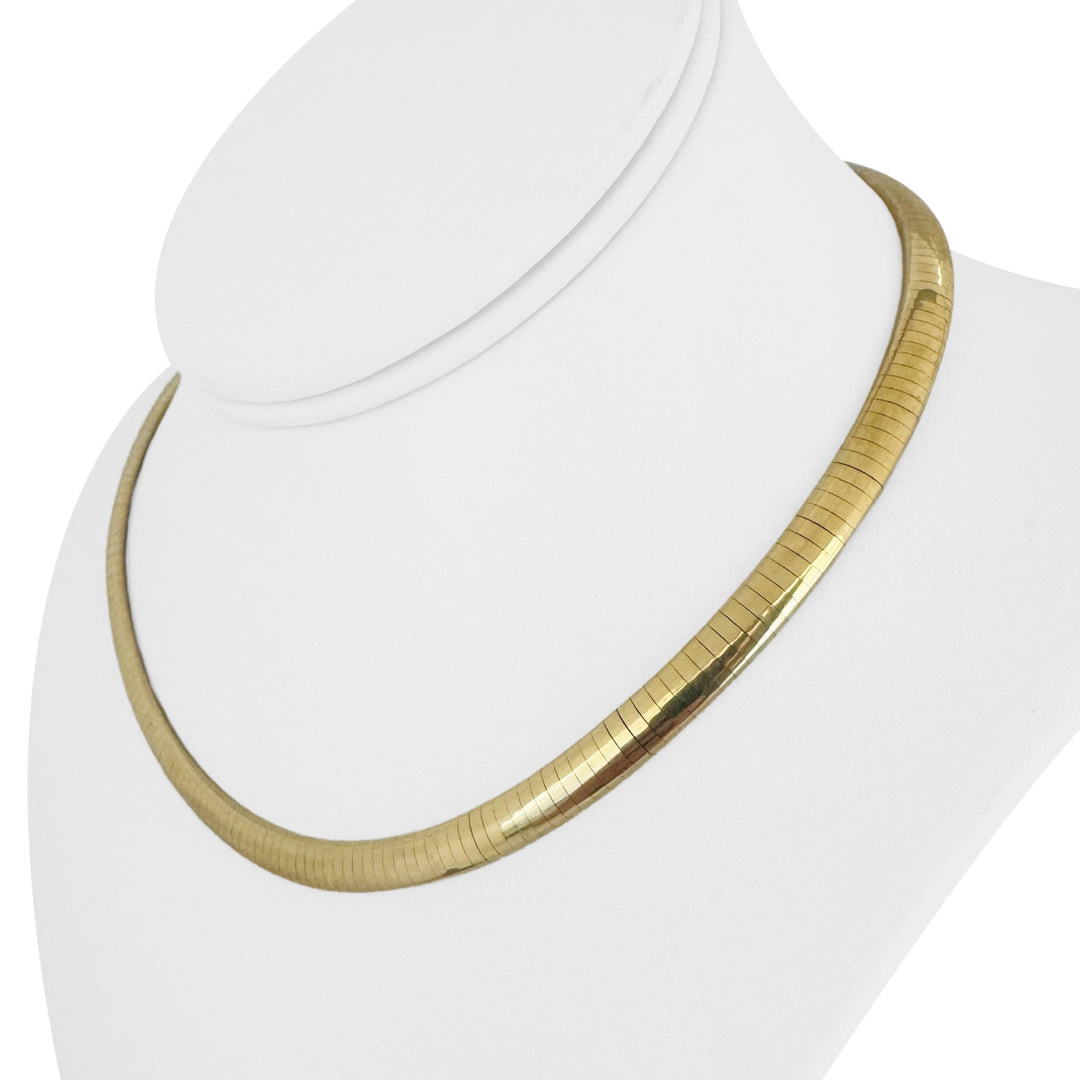 14k Yellow Gold 39.3g Solid Heavy 6mm Omega Link Necklace Italy 16"
