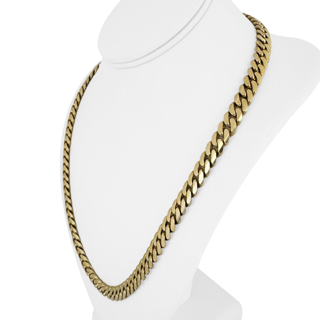 14k Yellow Gold 113.6g Solid Heavy 8.5mm Cuban Link Chain Necklace 22.5"