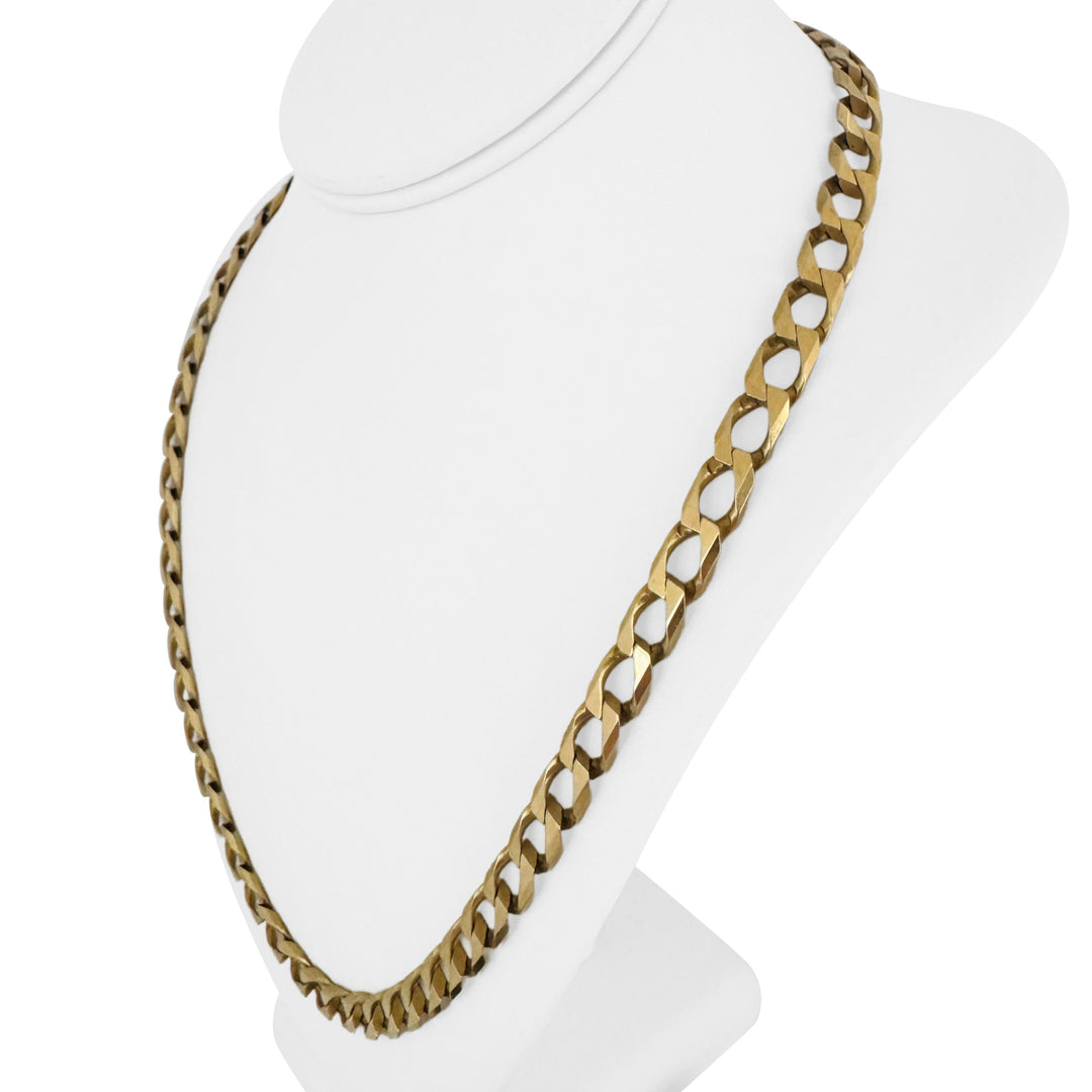 14k Yellow Gold 57.7g Solid Vintage 8mm Squared Curb Link Chain Necklace 23.5"