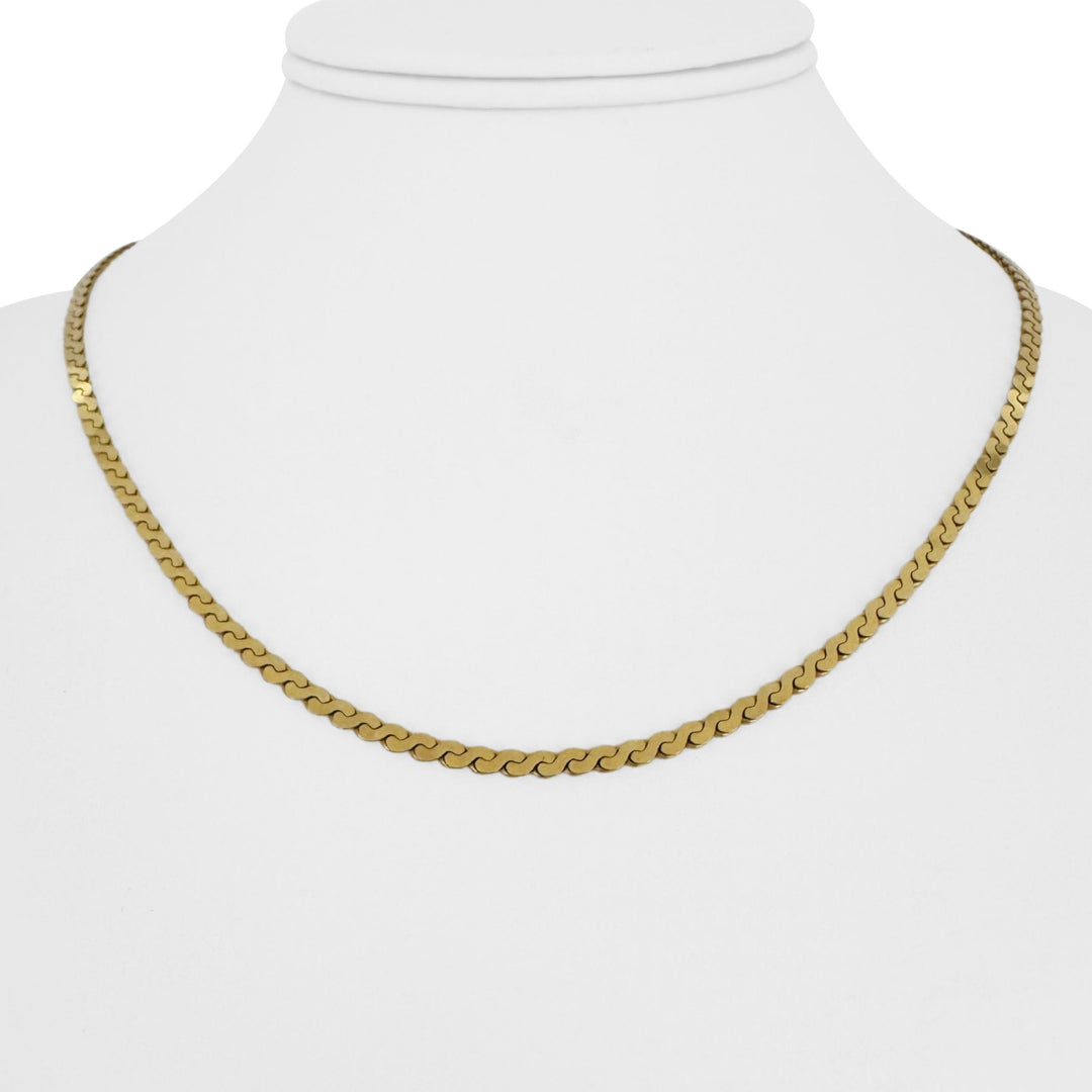 14k Yellow Gold 9.7g Solid Thin 2.5mm Serpentine Link Chain Necklace Italy 18"