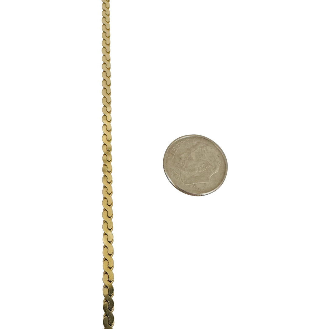 14k Yellow Gold 9.7g Solid Thin 2.5mm Serpentine Link Chain Necklace Italy 18"