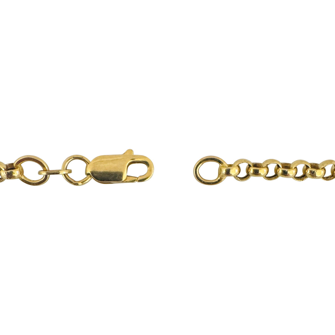 14k Yellow Gold 6.9g Hollow Light 3.2mm Rolo Link Chain Necklace Italy 24"