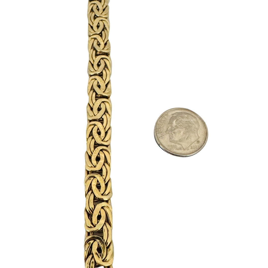 18k Yellow Gold 15.6g Ladies 8mm Byzantine Link Bracelet Turkey 7.5"