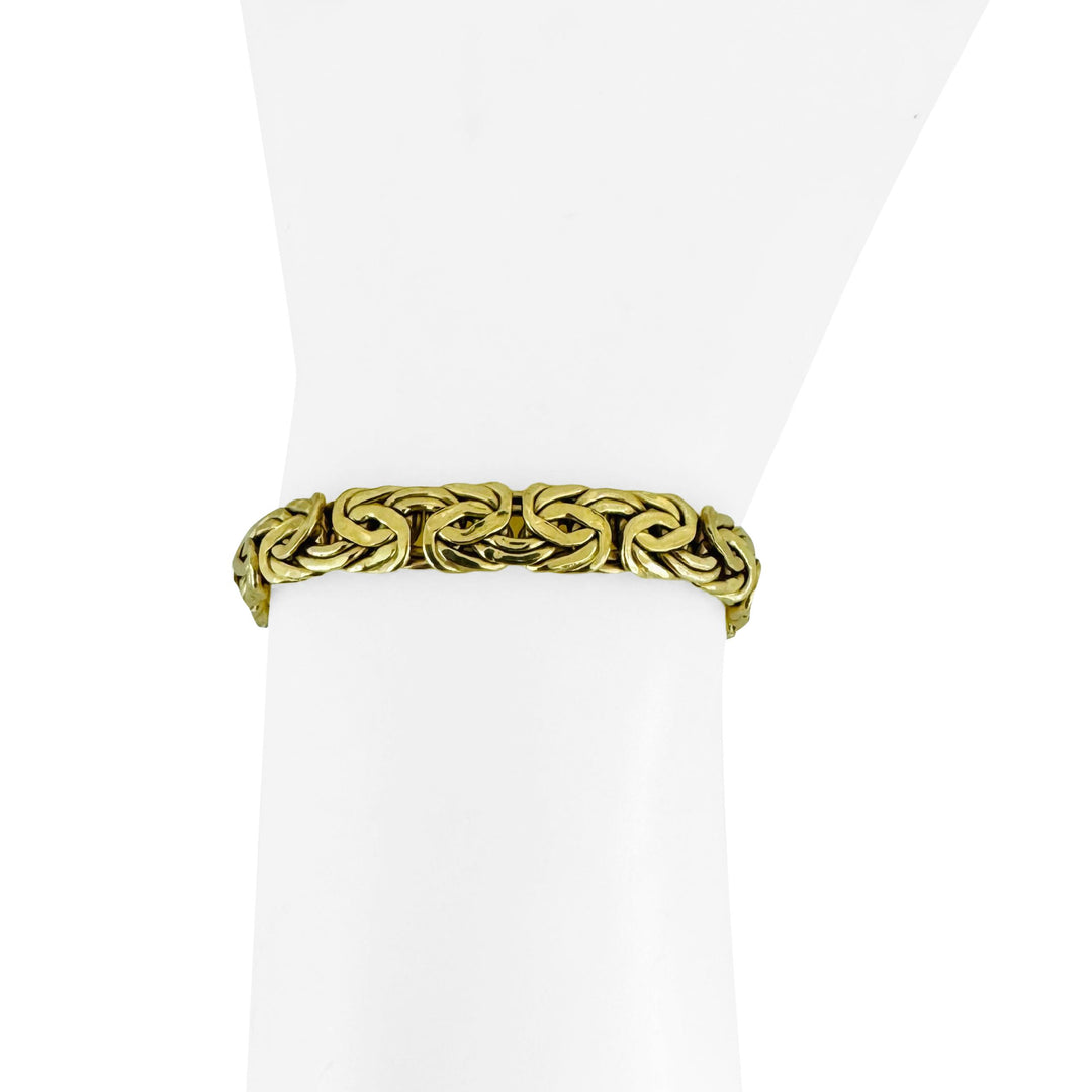 18k Yellow Gold 15.6g Ladies 8mm Byzantine Link Bracelet Turkey 7.5"