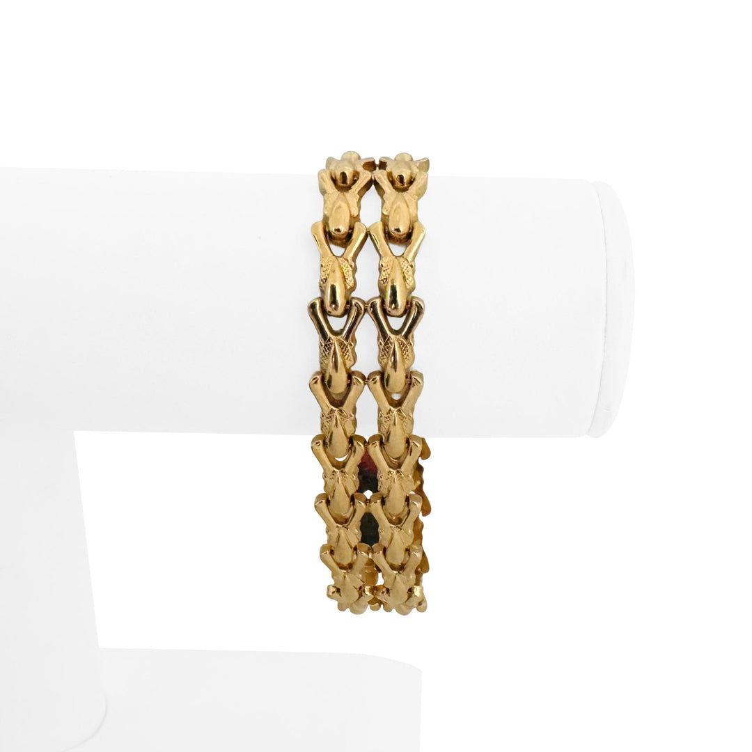 18k Yellow Gold 21.6g Vintage UnoAErre 15mm Fancy Link Bracelet Italy 7.25"
