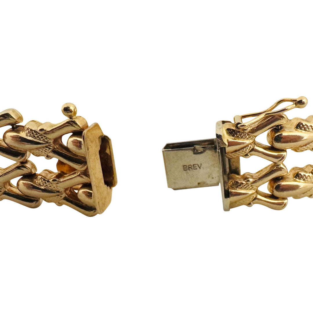 18k Yellow Gold 21.6g Vintage UnoAErre 15mm Fancy Link Bracelet Italy 7.25"