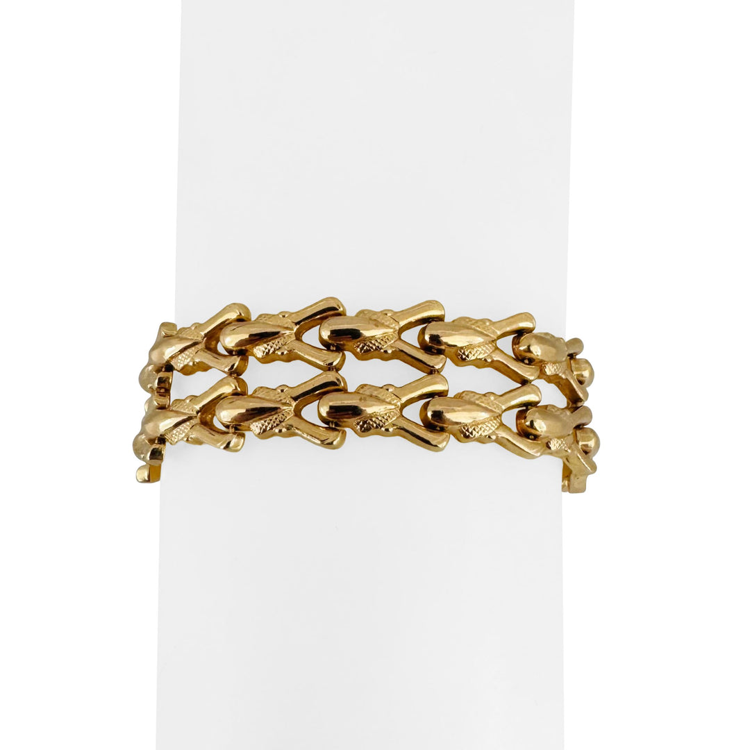 18k Yellow Gold 21.6g Vintage UnoAErre 15mm Fancy Link Bracelet Italy 7.25"
