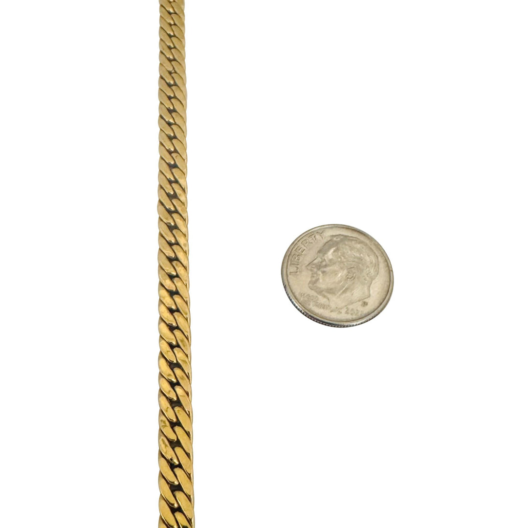 14k Yellow Gold 16.2g Hollow Flattened Curb Link Chain Necklace Italy 18"