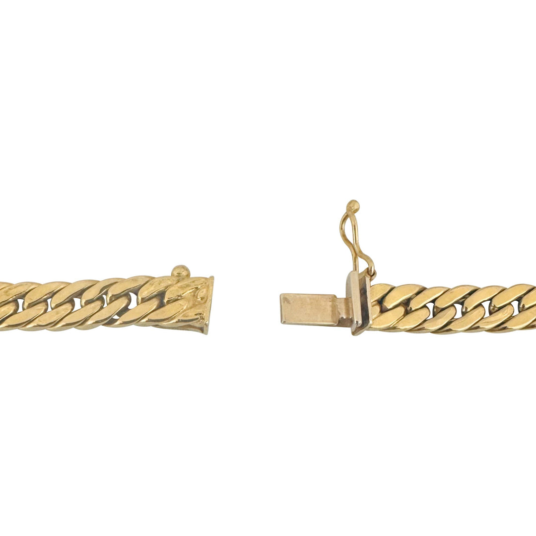 14k Yellow Gold 16.2g Hollow Flattened Curb Link Chain Necklace Italy 18"