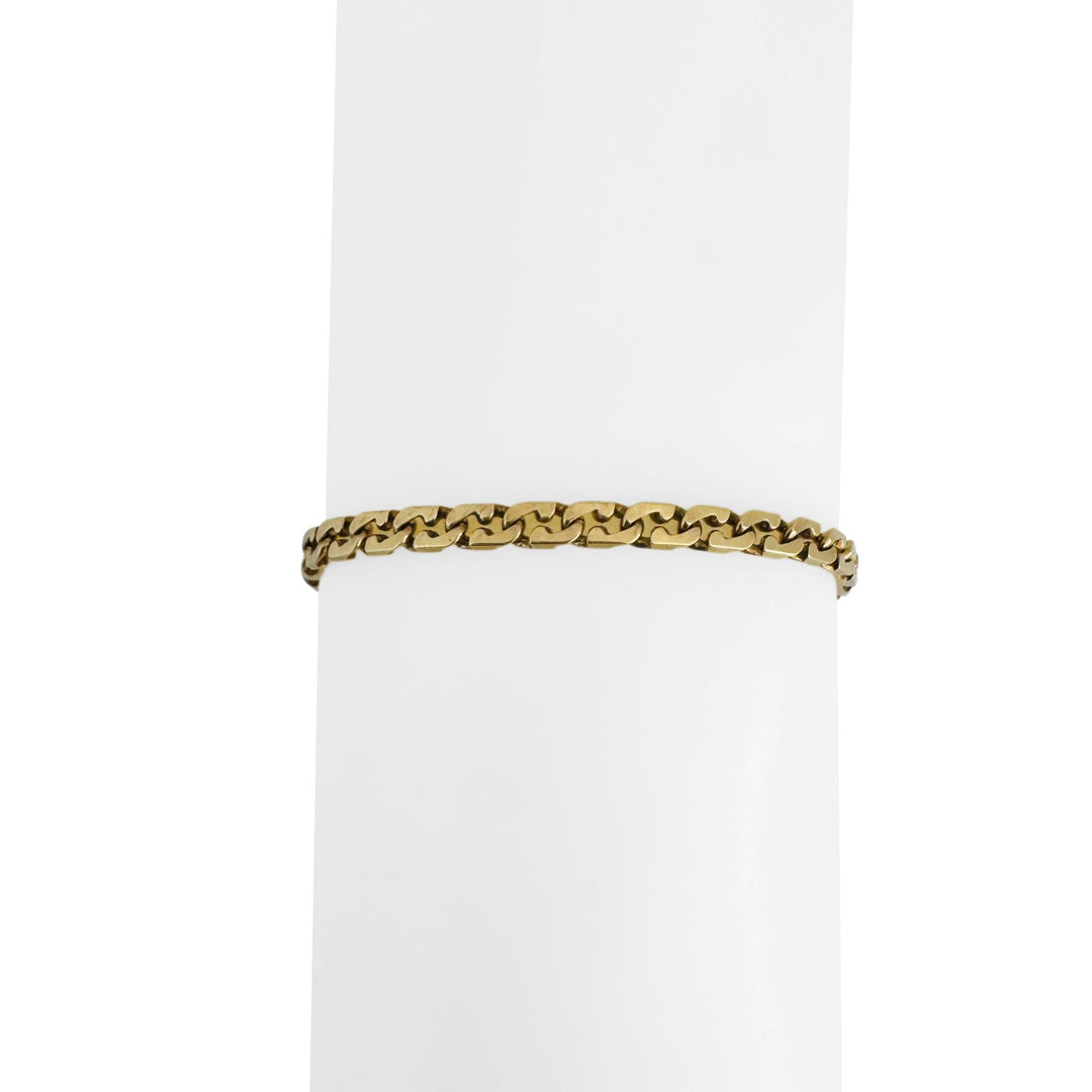 18k Yellow Gold 11.9g Solid Vintage Men's Fancy Curb Link Bracelet Italy 8.5"