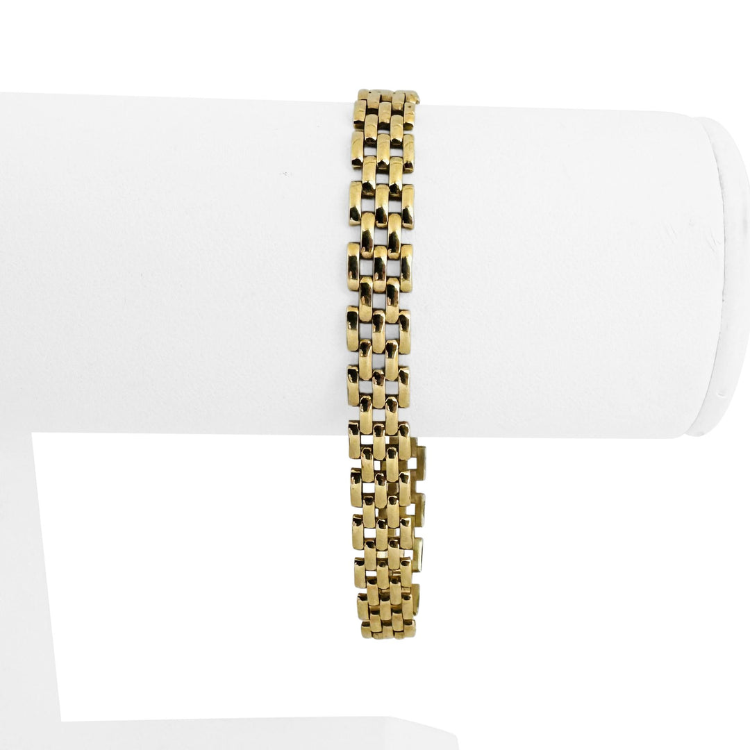 14k Yellow Gold 10.3g Ladies Polished 7.5mm Panther Link Bracelet Italy 7"